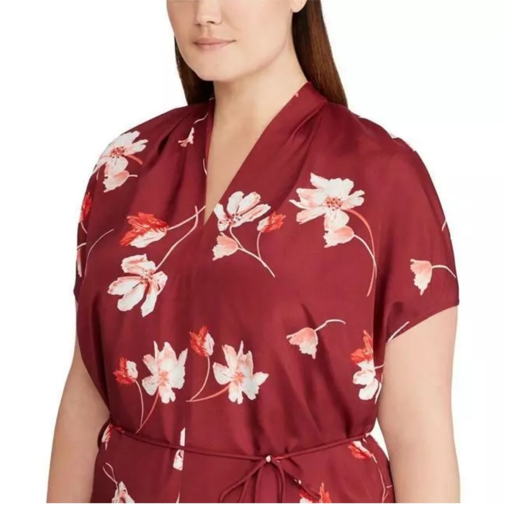 Ralph Lauren Dress Floral Crepe Balayna Short Sleeve Dress
